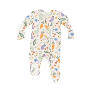 2 Way Zipper Ruffle Front Footie - Veggie Patch