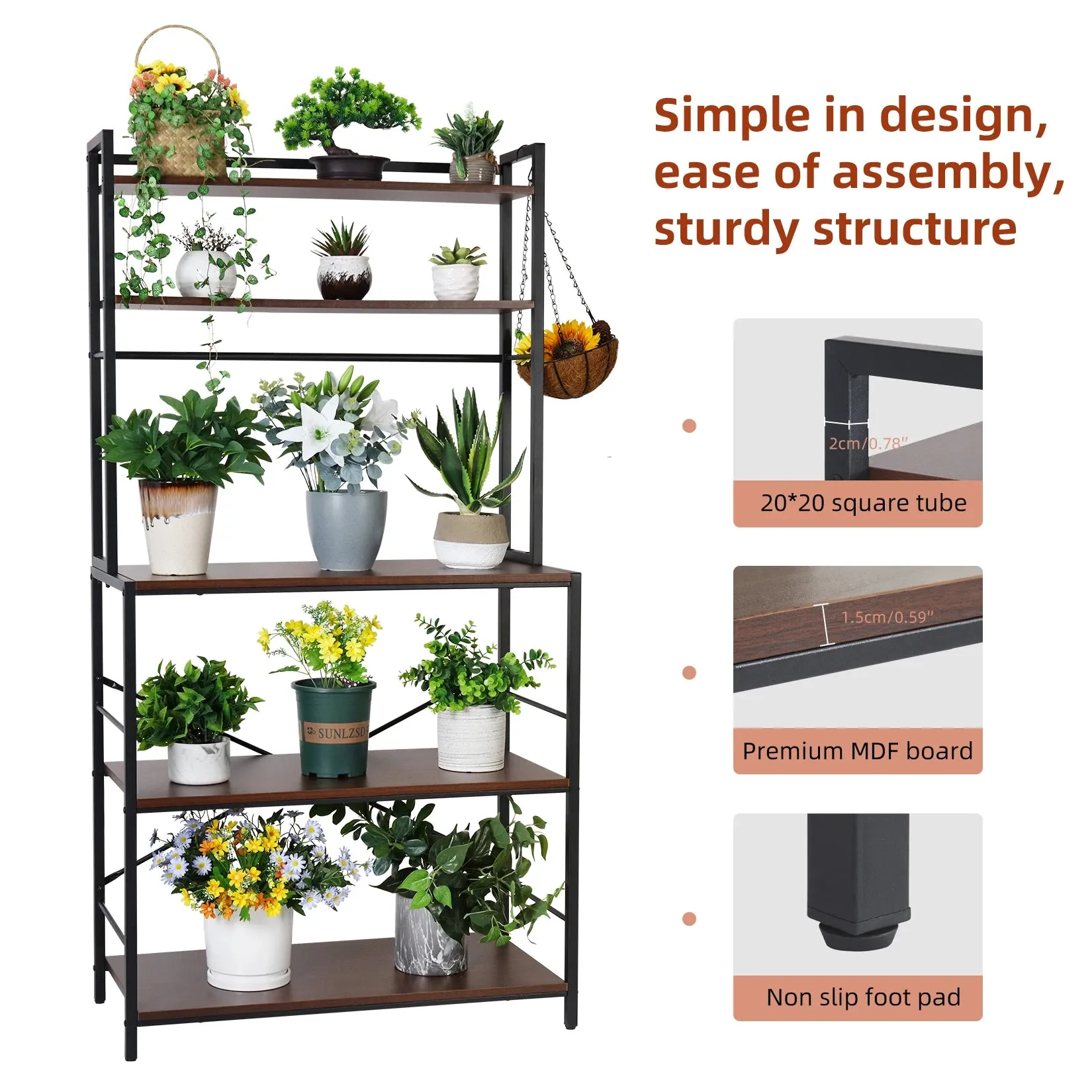 5 Tier Kitchen Bakers Rack Storage Shelves