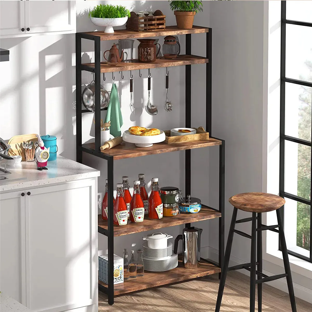 5 Tier Kitchen Bakers Rack Storage Shelves