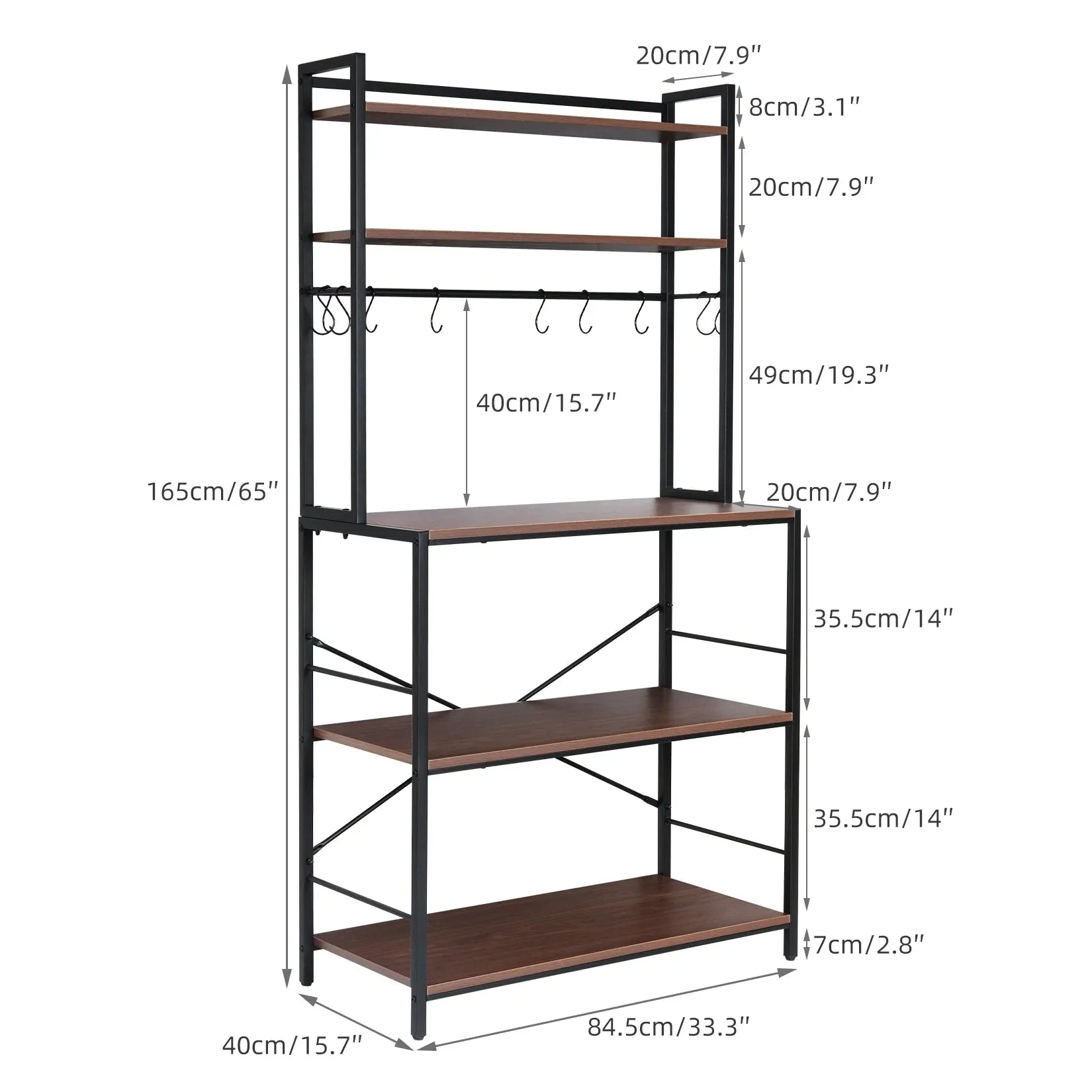 5 Tier Kitchen Bakers Rack Storage Shelves