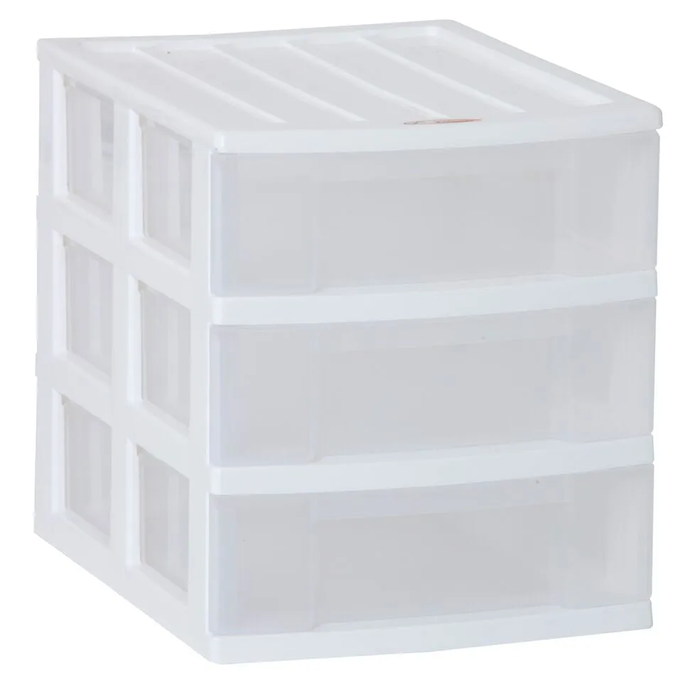 A4 Desktop Storage Units -  3 Drawer,  White
