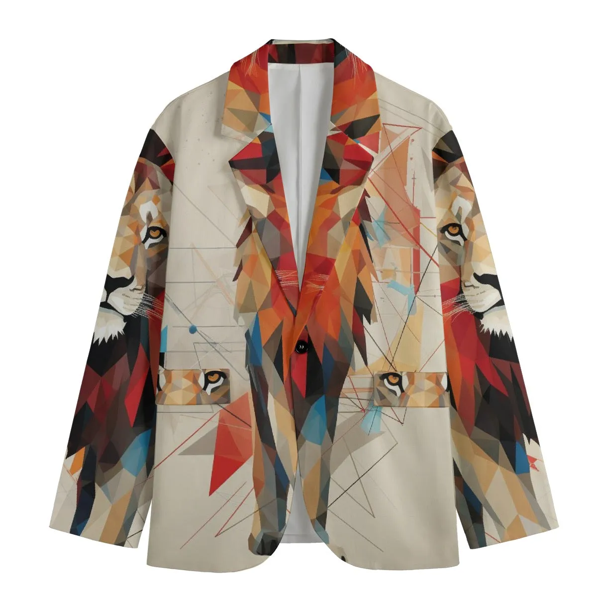 All-Over Print Men's Casual Flat Lapel Collar Blazer | 245GSM Cotton