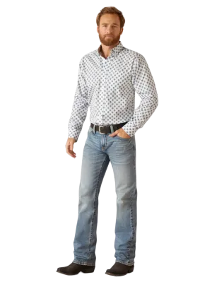 Ariat Men's Wrinkle Free kobe Fitted Shirt White Sand