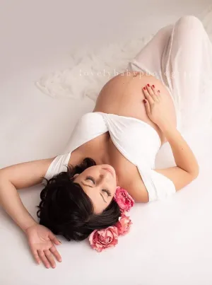 Athena Maternity Crop Top | Pearl, Copper, Cream, Garnet, Merlot & Periwinkle, One Size