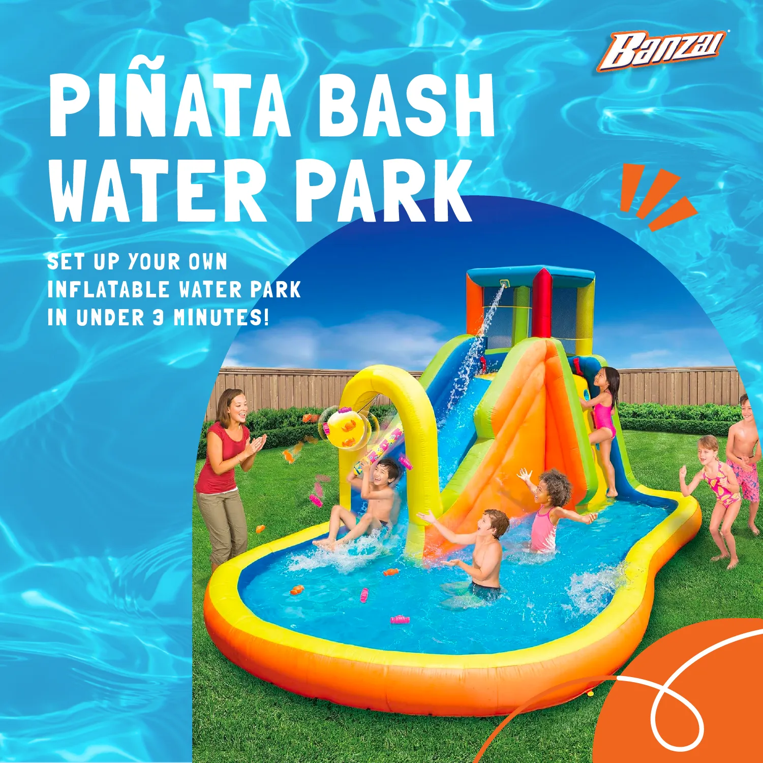Banzai Outdoor Inflatable Pinata Bash Party Slide Aquatic Activity Water Park