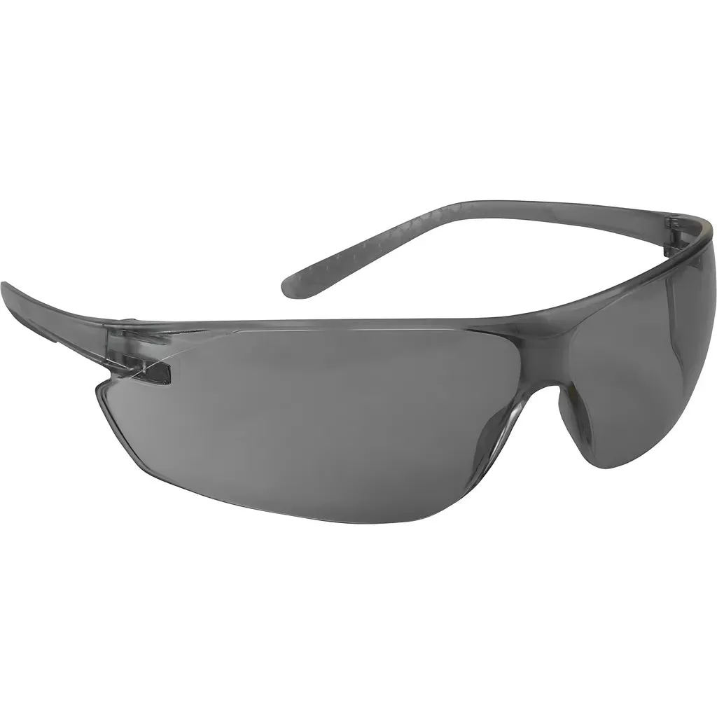 Bouton Optical 250-14-0521 Rimless Safety Glasses with Gray Temple, Gray Lens and Anti-Scratch / Fogless 3Sixty Coating