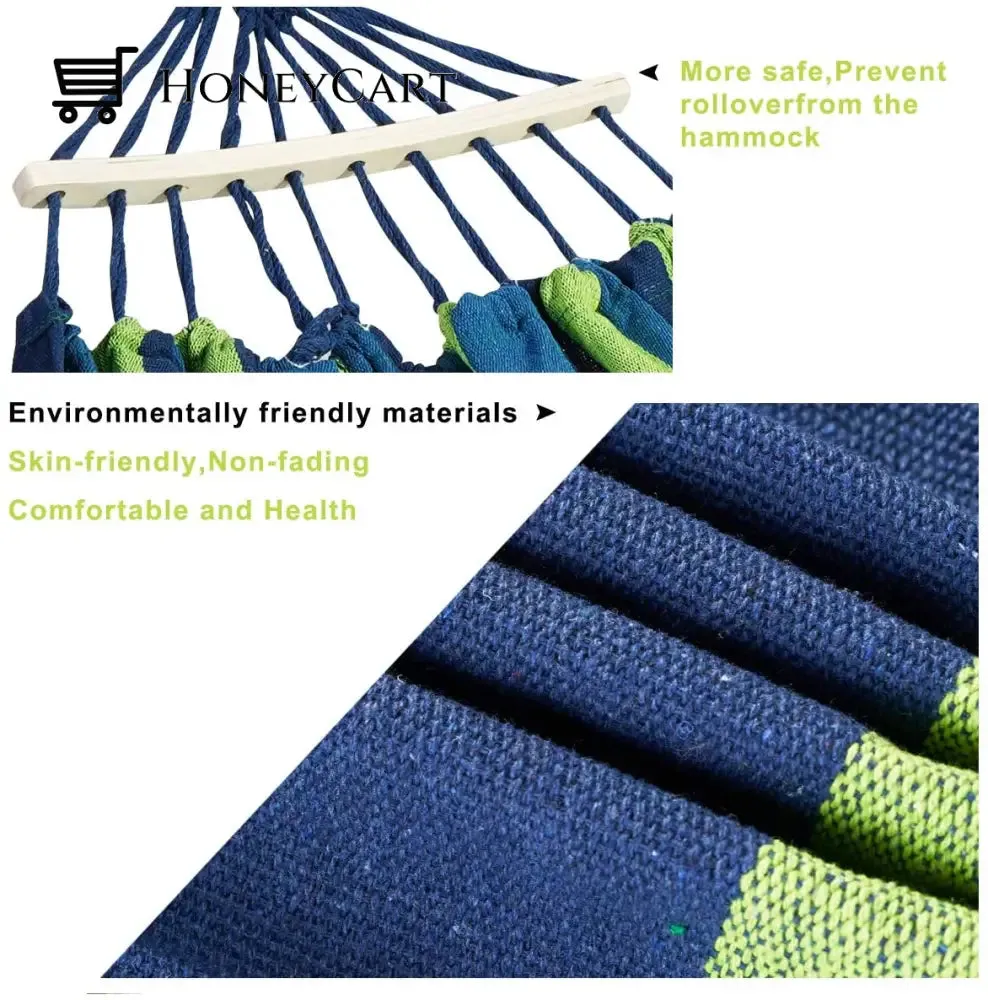 Brazilian Double Hammock 2 Person Canvas Cotton Hammock with Carrying Bag for Patio Porch Garden Backyard Lounging Outdoor