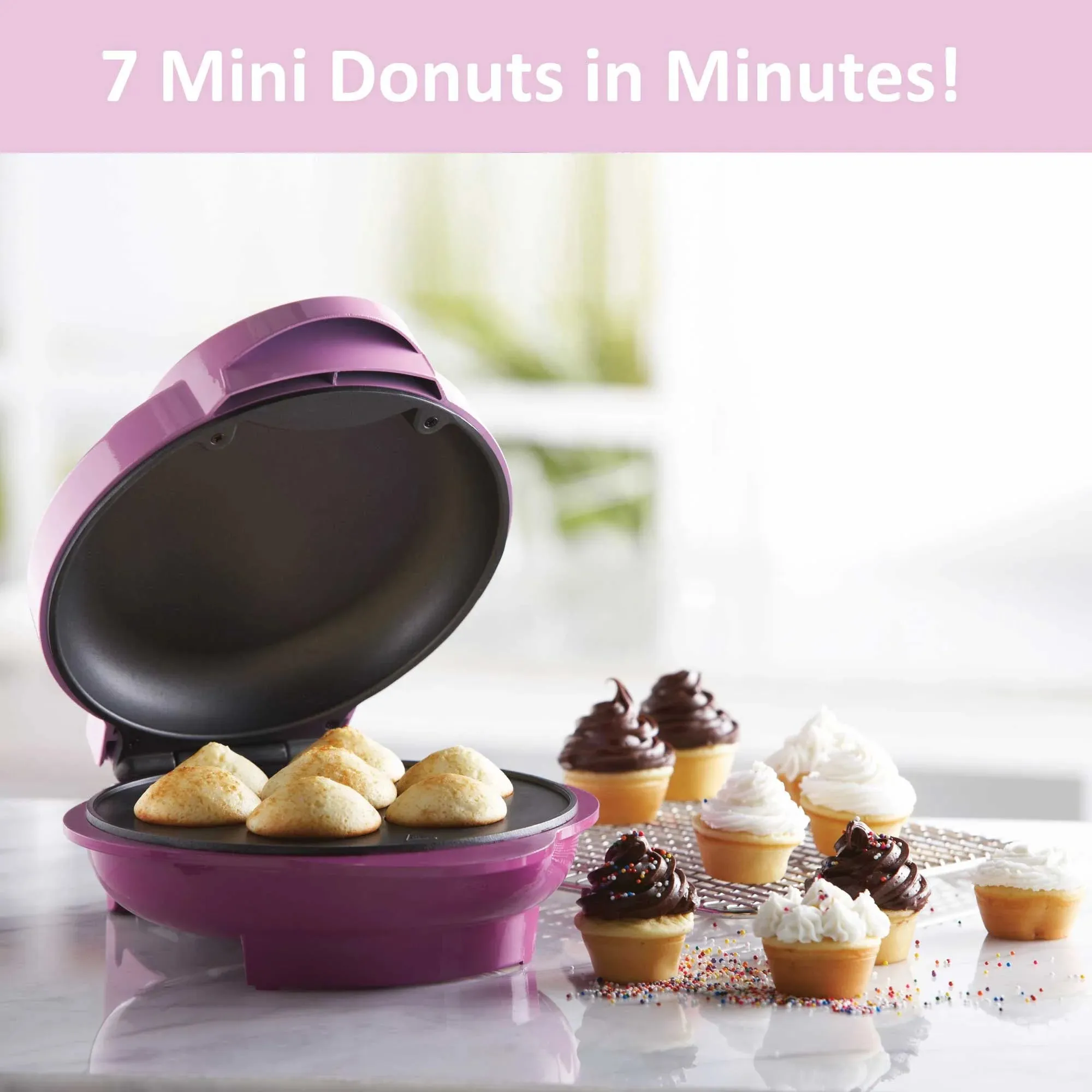 Brentwood Pink Mini Cupcake Maker Machine 10" 1pc