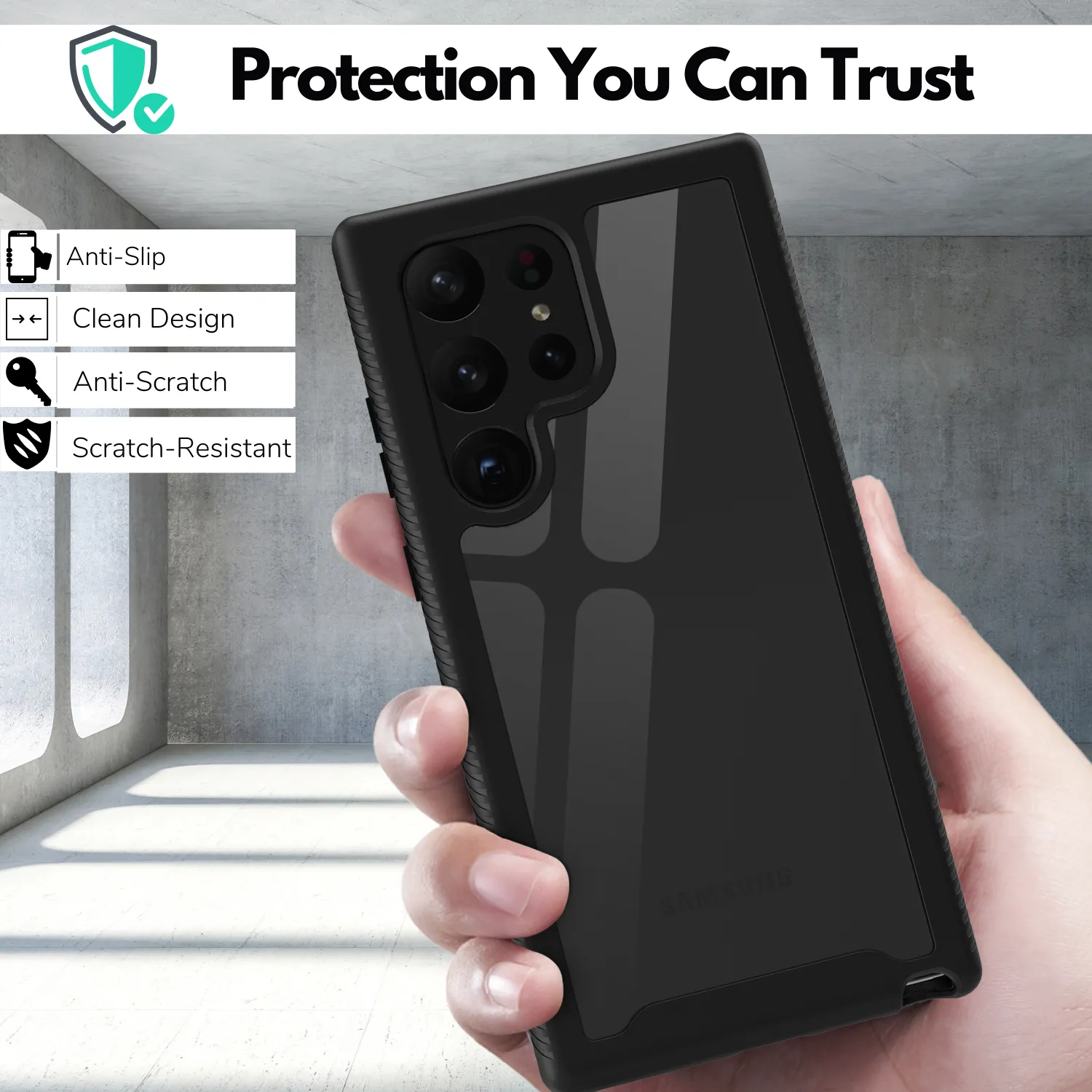 Case w/ Built-in Screen Protector for Samsung Galaxy S24 Ultra
