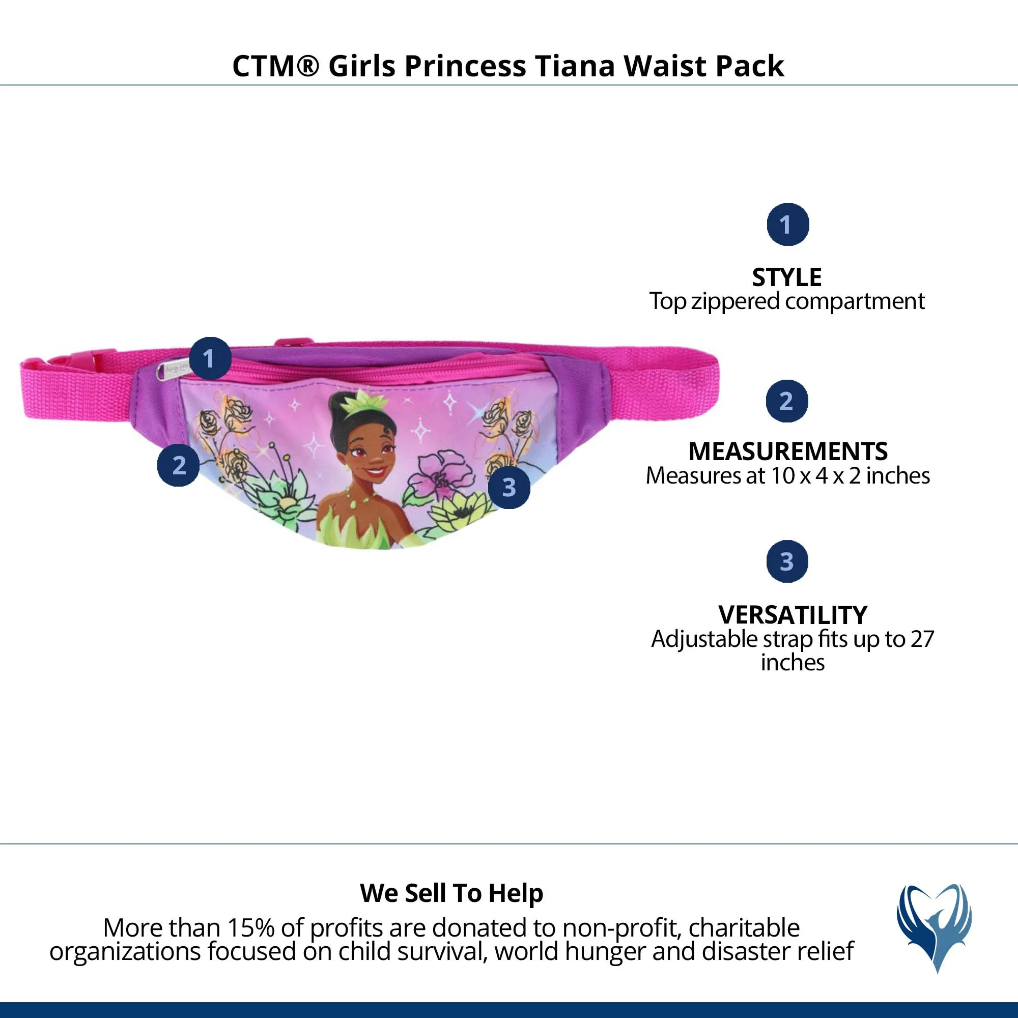 CTM® Girls Princess Tiana Waist pack