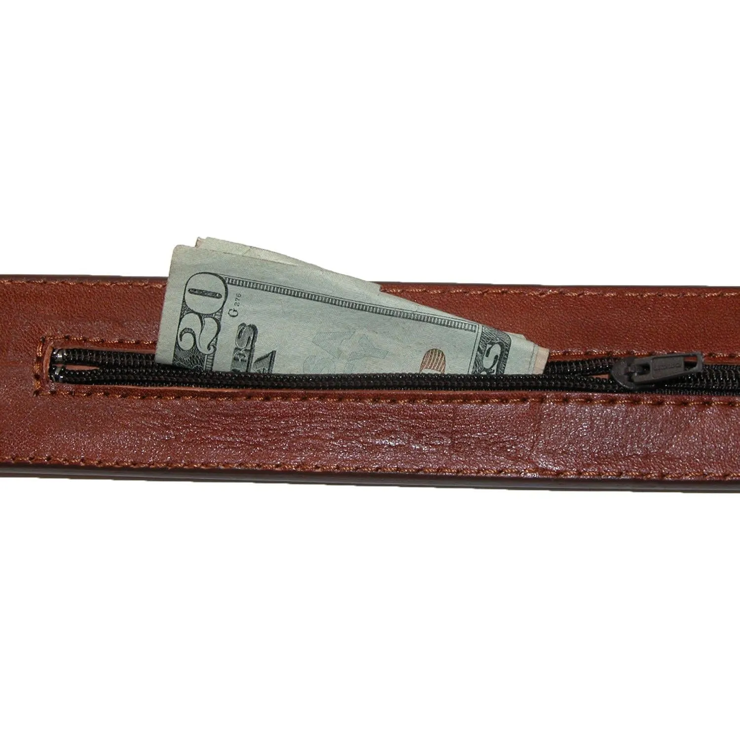CTM® Men's Leather Money Belt Removable Buckle