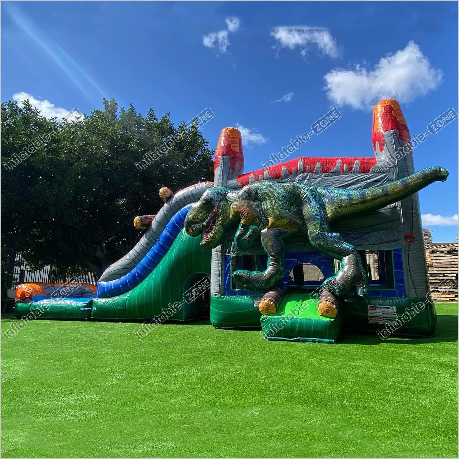 Dinosaur Inflatable Water Slide Bounce House Combo With Portable Pool