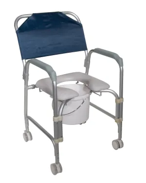 Drive Medical 11114kd-1 Lightweight Portable Shower Commode Chair with Casters