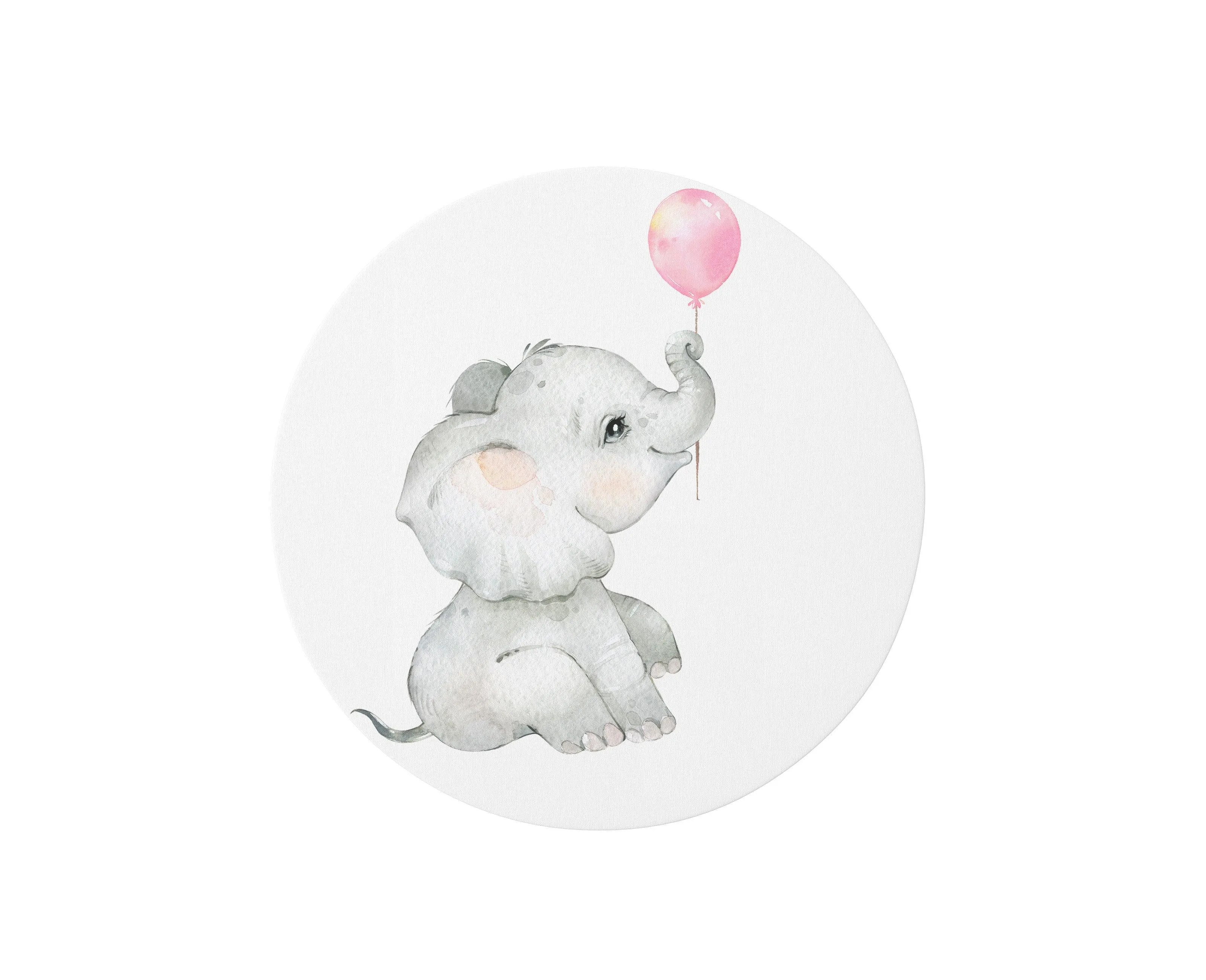 Elephant with Pink Balloon Circular Playmat/ Rug