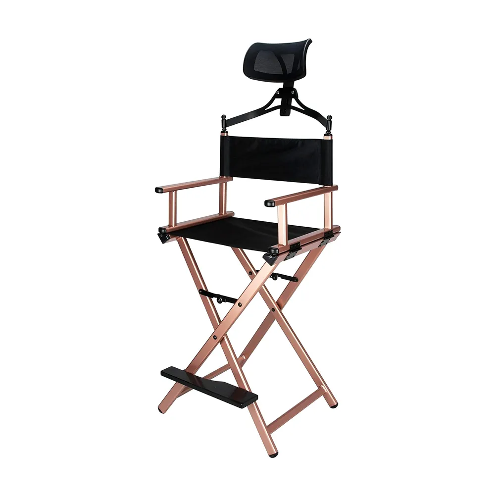 Foldable Aluminum Makeup Director Chair With Footrest And Headrest Y196