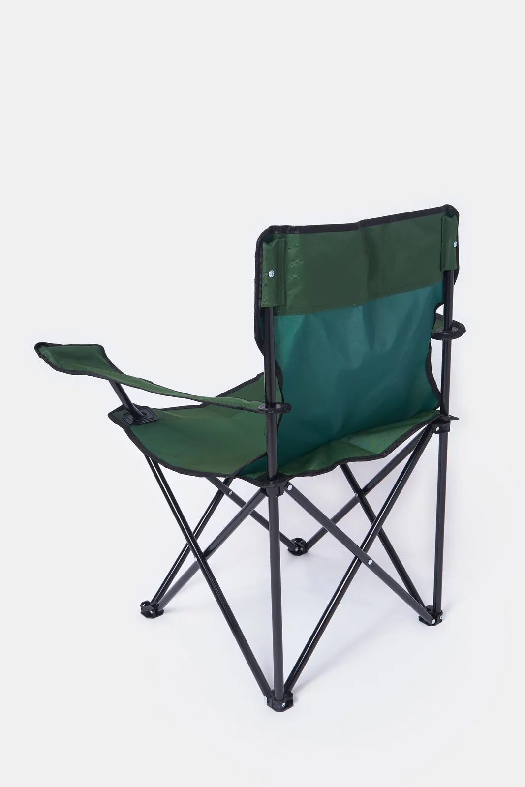 Foldable Green Camping Chair With Cup Holder Arm