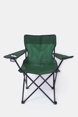 Foldable Green Camping Chair With Cup Holder Arm