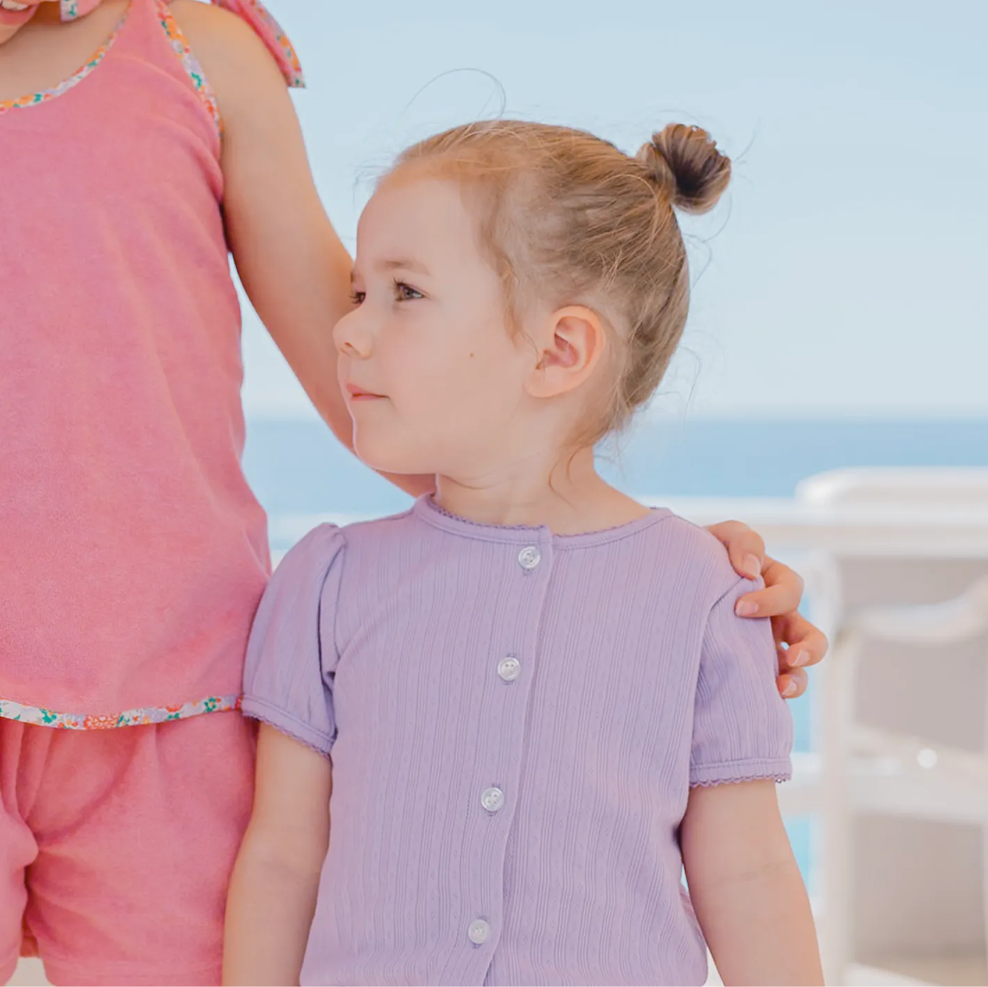 girls lavender breeze puff sleeve shirt