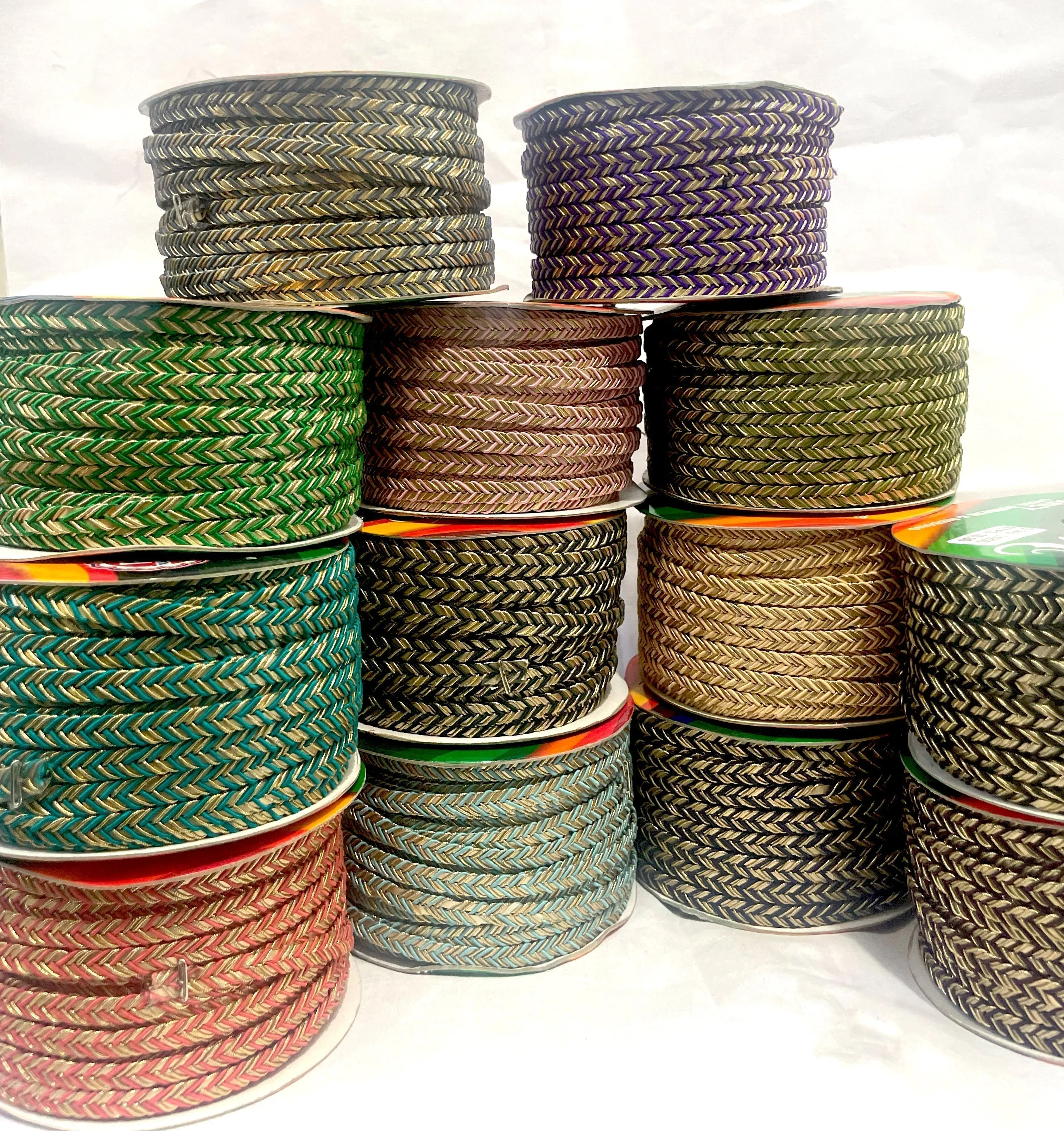 Golden Braid Border, Cyan And Golden,  Laces for Dress, Home Dcor, Shoe, Bags, Hats, DIY, Handmade, 0.2 inch Broad