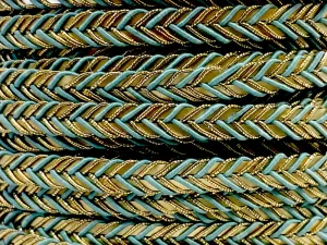 Golden Braid Border, Cyan And Golden,  Laces for Dress, Home Dcor, Shoe, Bags, Hats, DIY, Handmade, 0.2 inch Broad