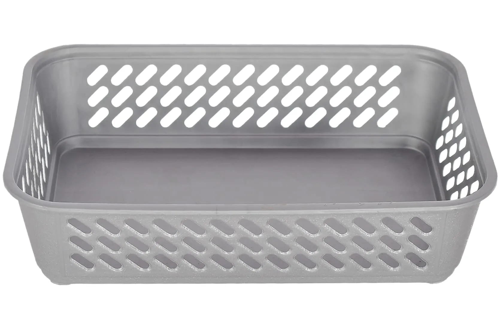 Heart Home Multipurposes Super Tidy Plastic Basket, Organizer For Kitchen, Countertops, Cabinets, Bathrooms- Pack of 3 (Grey) -46HH0576