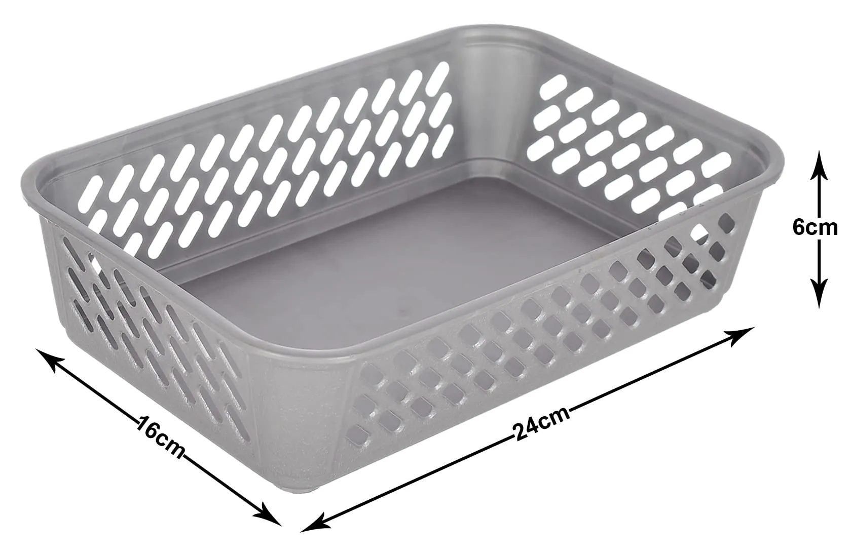 Heart Home Multipurposes Super Tidy Plastic Basket, Organizer For Kitchen, Countertops, Cabinets, Bathrooms- Pack of 3 (Grey) -46HH0576