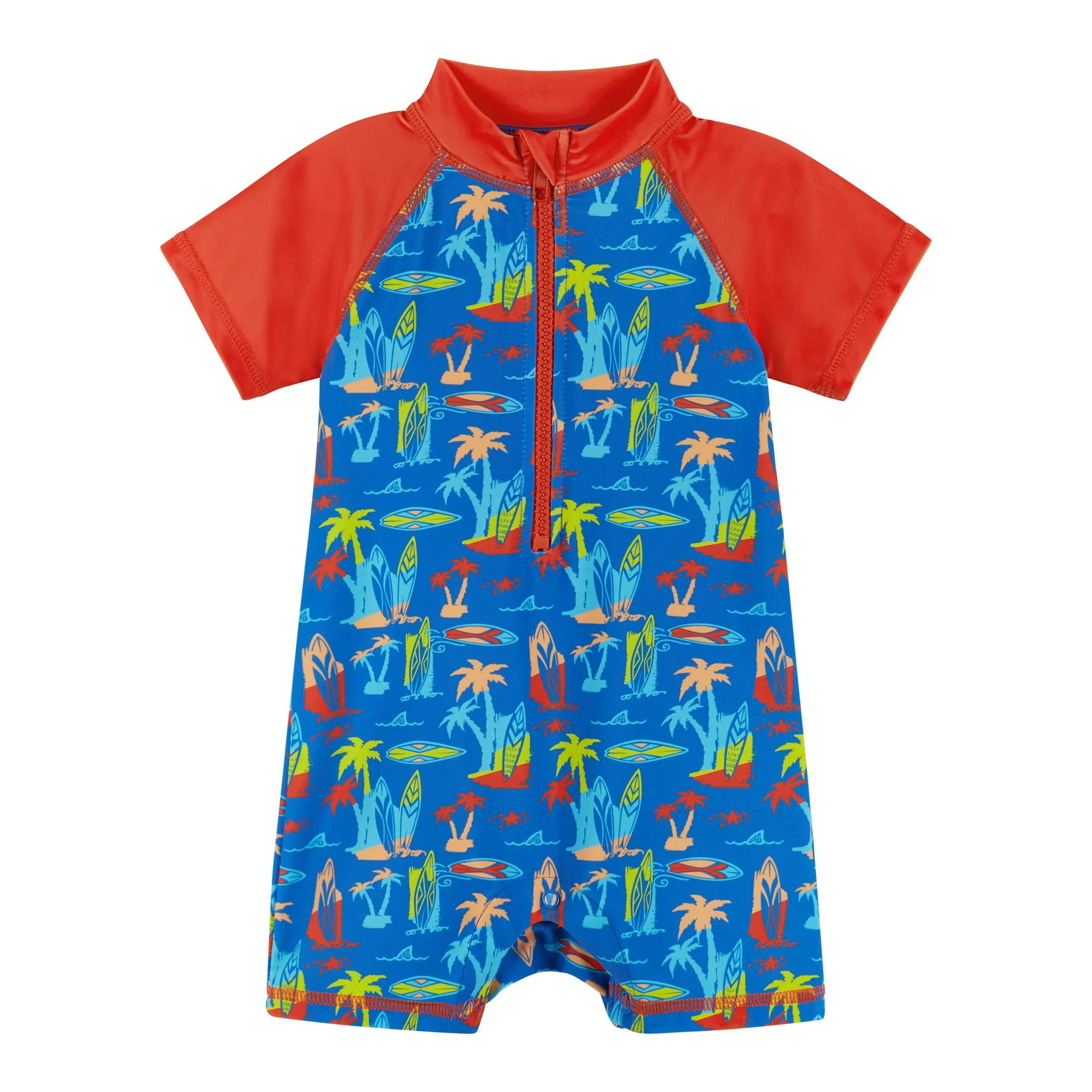 Infant Swim Romper and Hat | Surfboard Print