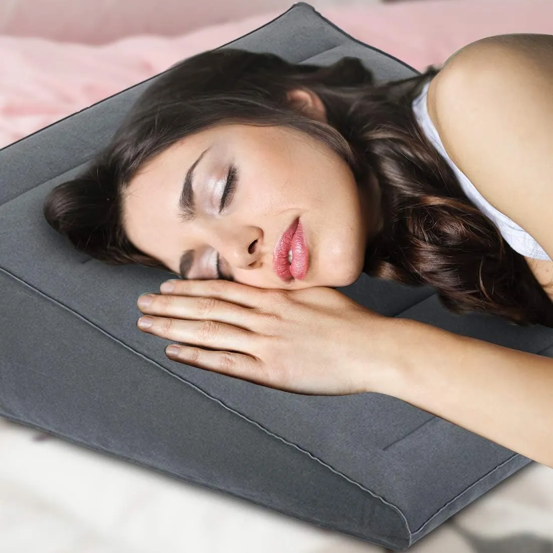 Inflatable Wedge Pillow I Travel/Inflatable Portable Bed Wedge I 23.6" x 22" x 7"