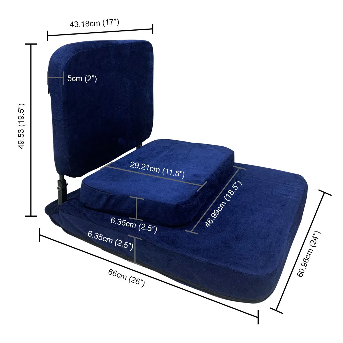 Kawachi 90° Meditation Floor Chair - Premium, Foldable and 90° Fixed Back Support Chair. Ideal for Seating, Yoga, Gaming and Meditation Blue  KW96