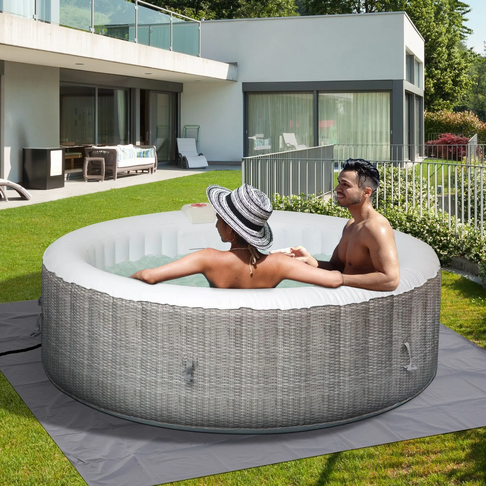 Large Portable Outdoor Inflatable Jacuzzi Hot Tub 4 - 6 Person