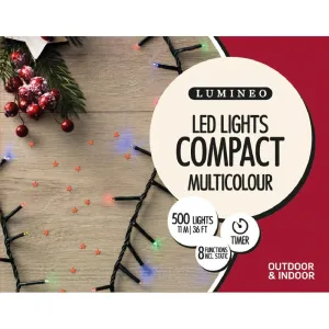Lumineo 500 Multi Coloured LED Compact Christmas Lights (11m)