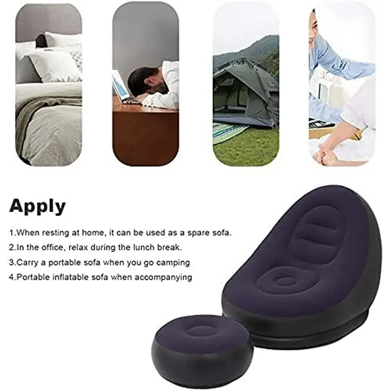 Outdoor PVC Inflatable Air Sofa With Inflatable Foot Cushion DC-283 BLACK