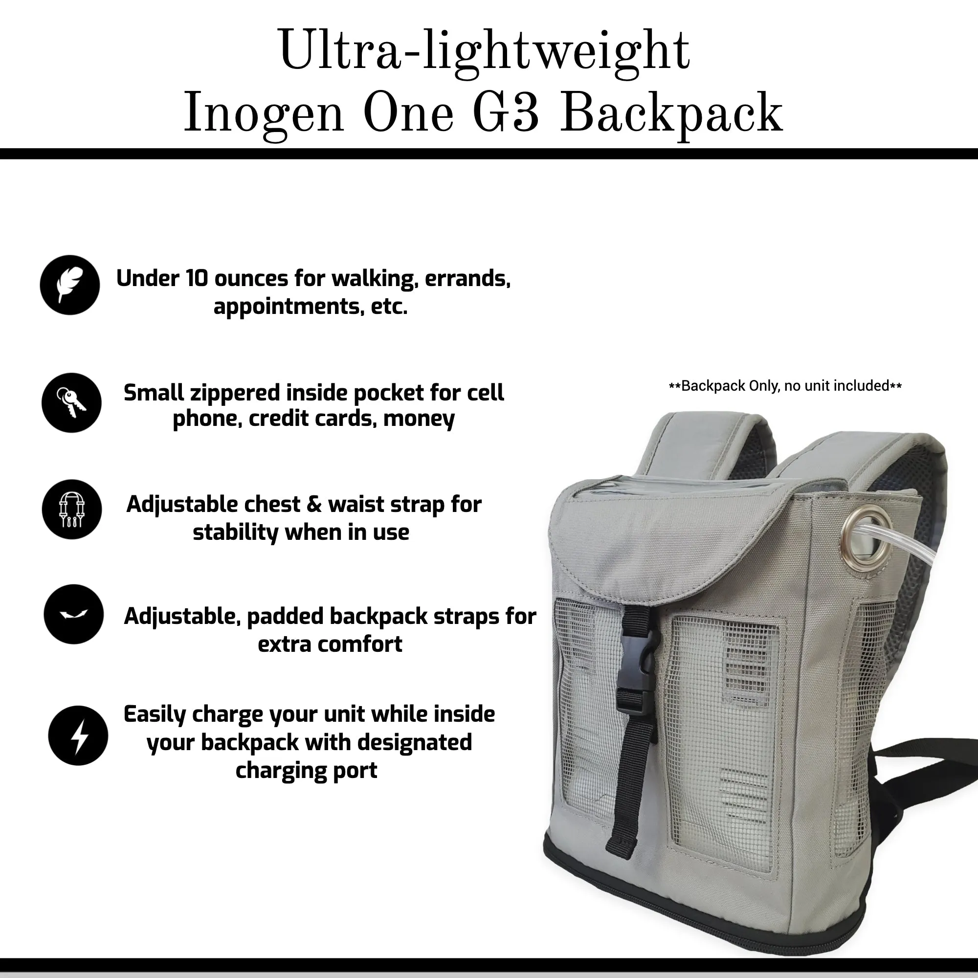 OxyGo Ultra Lightweight Backpack - Gray