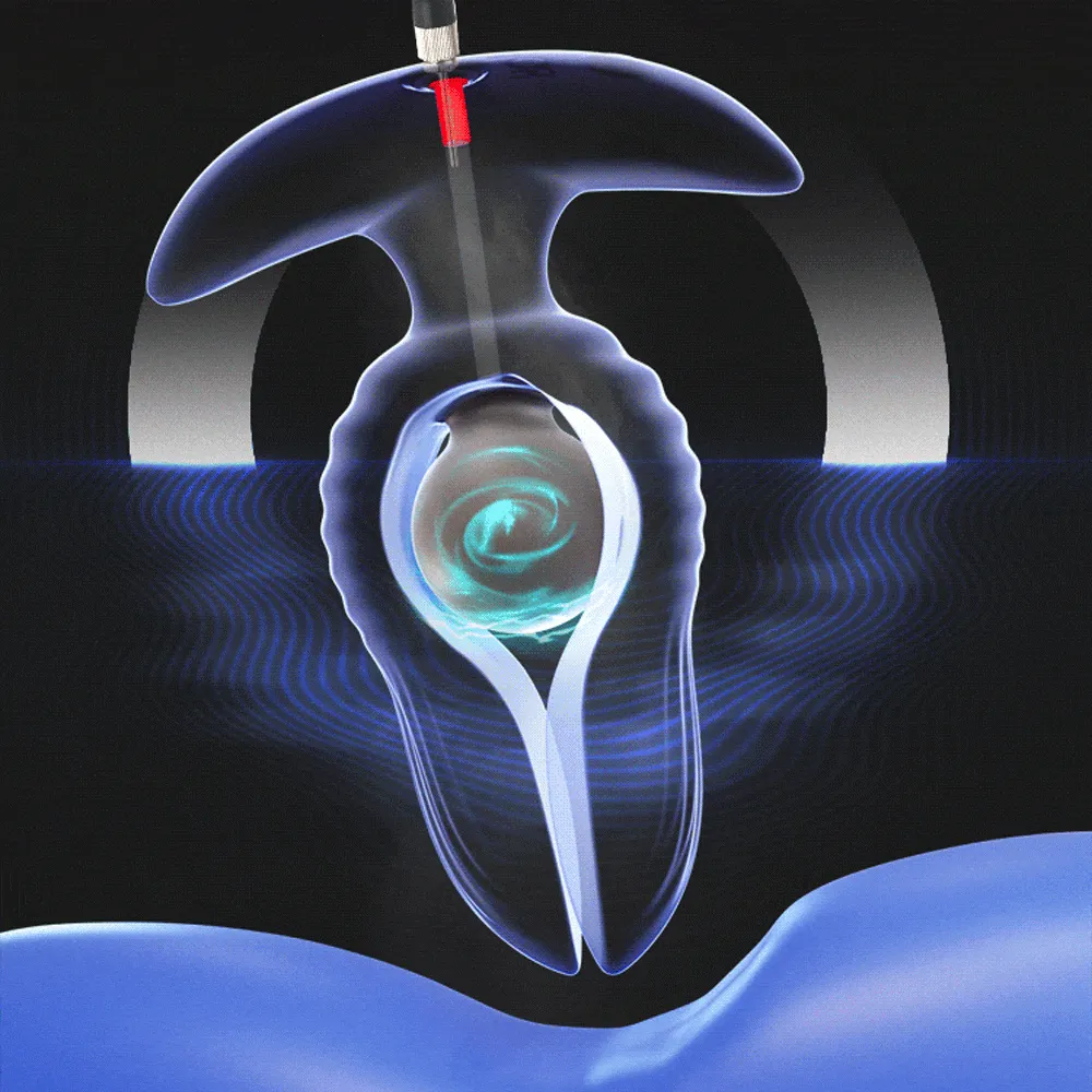 Petal - Inflatable Vibrating Butt Plug - Black Anal Dilator