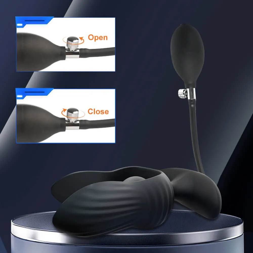 Petal - Inflatable Vibrating Butt Plug - Black Anal Dilator