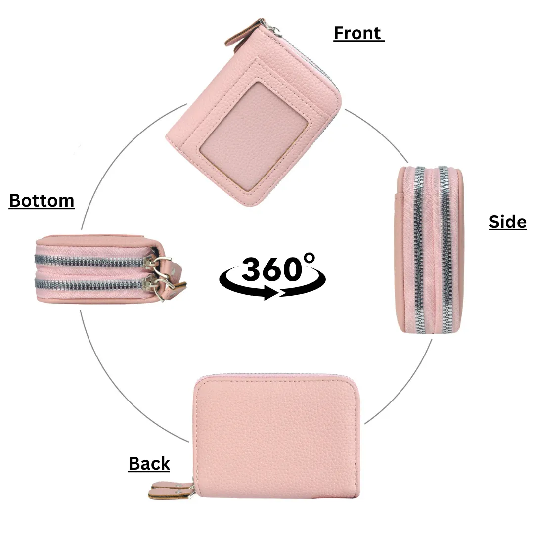Pink Faux Leather NGIL Zippered Wallet