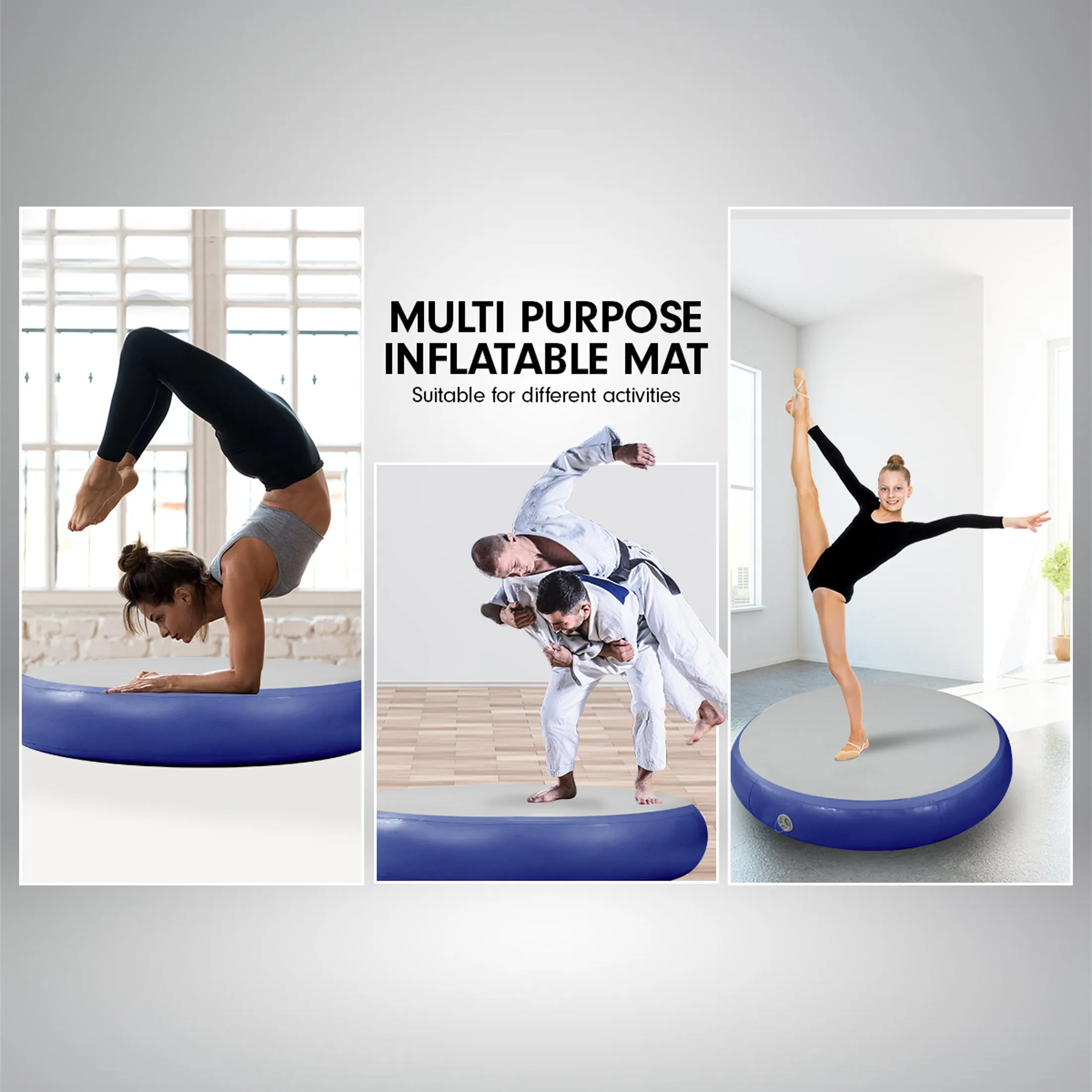 Powertrain 1m Air Track Spot Round Inflatable Tumbling Mat (Dark Blue)