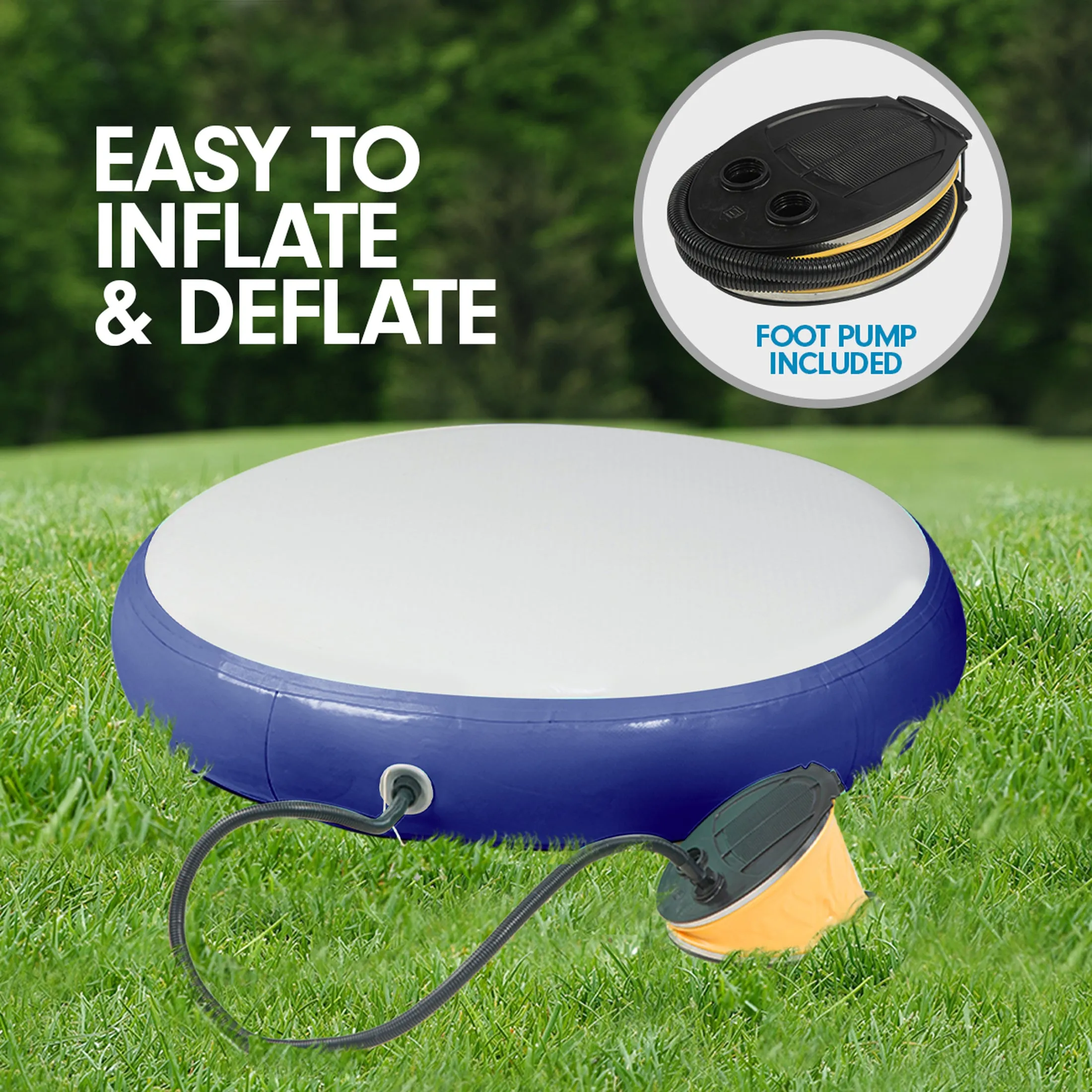 Powertrain 1m Air Track Spot Round Inflatable Tumbling Mat (Dark Blue)