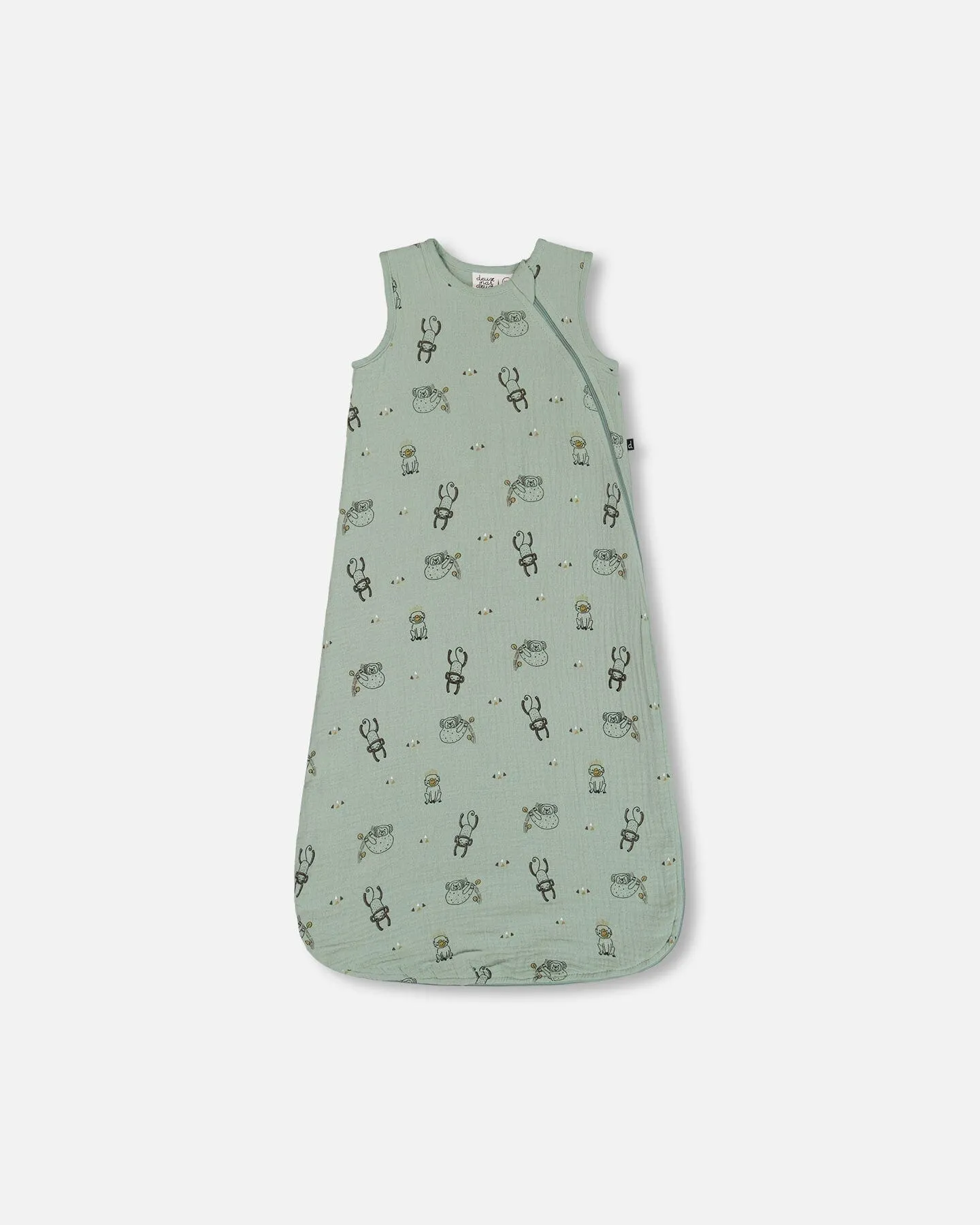 Printed Muslin Sleep Sack Sage Monkey