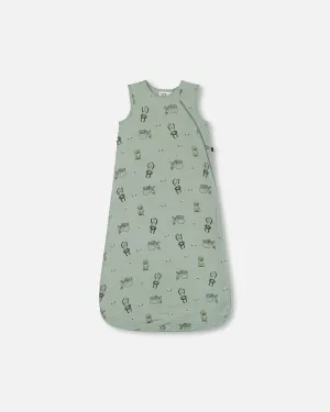 Printed Muslin Sleep Sack Sage Monkey