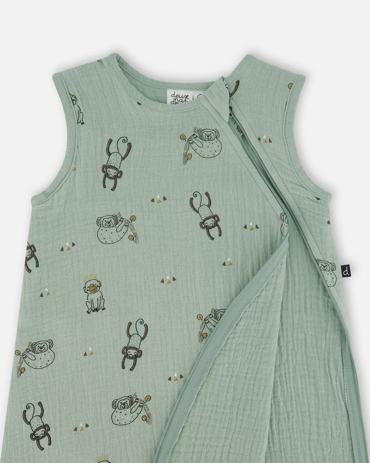 Printed Muslin Sleep Sack Sage Monkey