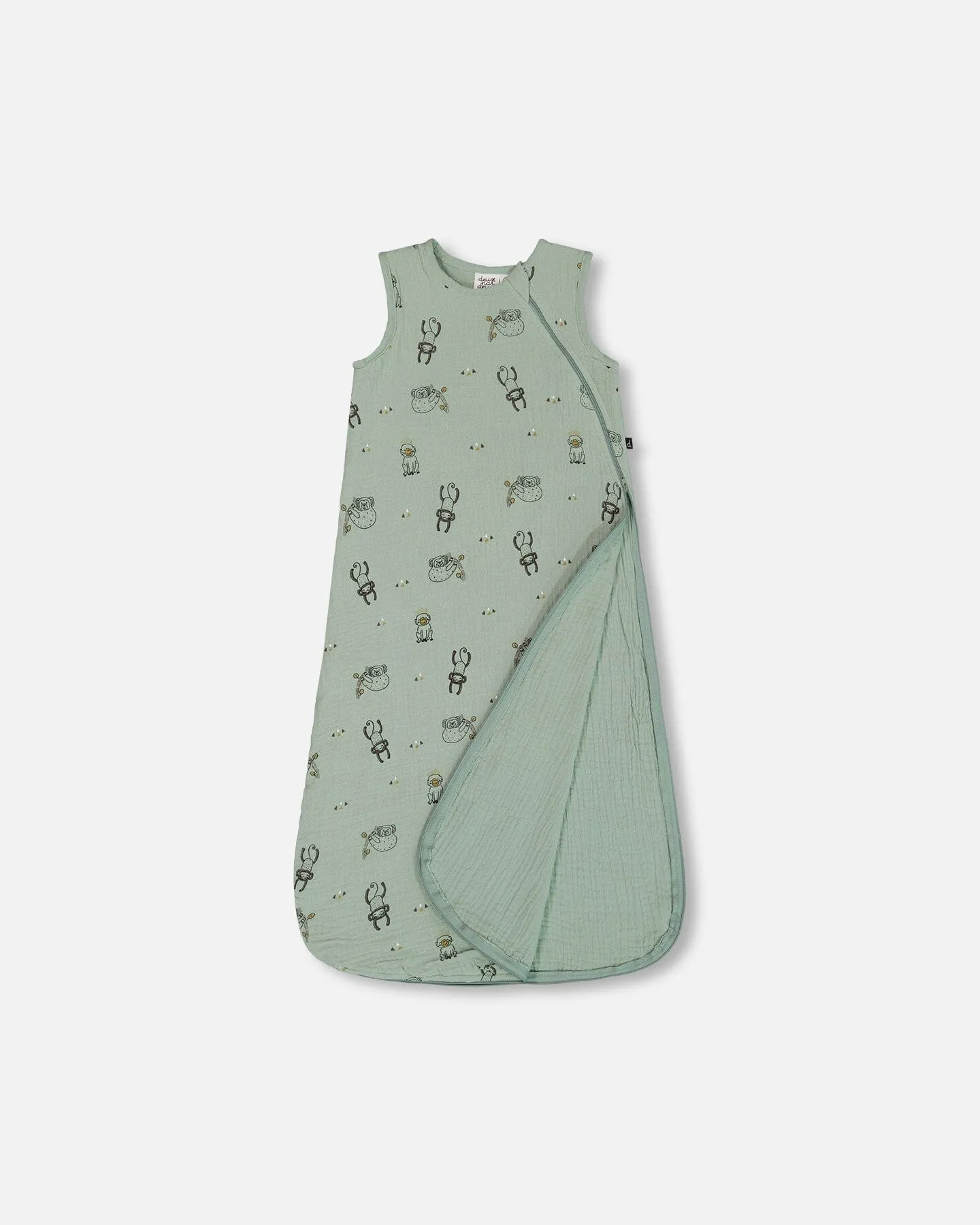 Printed Muslin Sleep Sack Sage Monkey