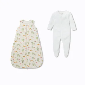 Rainforest & Plain Front Opening Bedtime Set 1.5 TOG