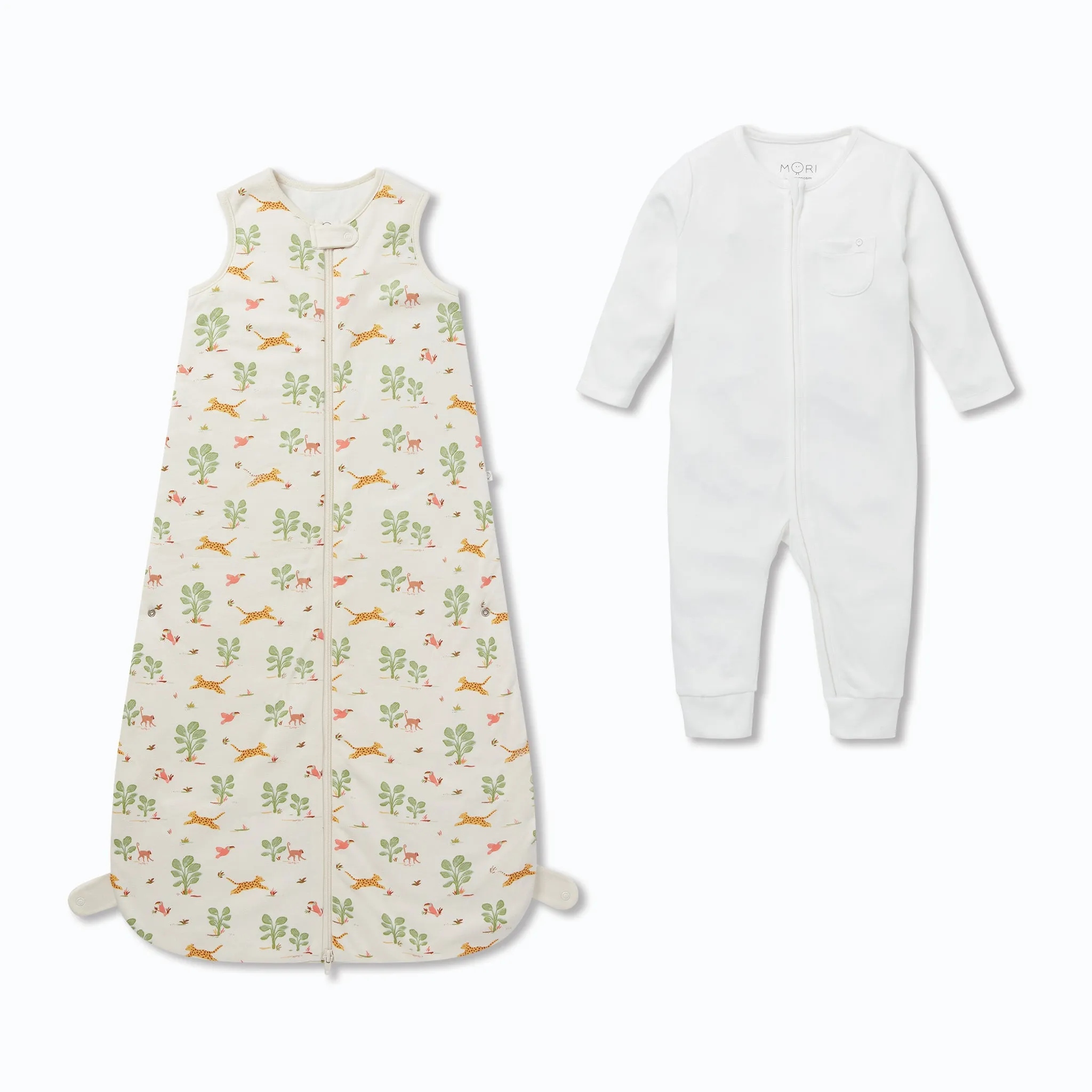 Rainforest & Plain Front Opening Bedtime Set 1.5 TOG