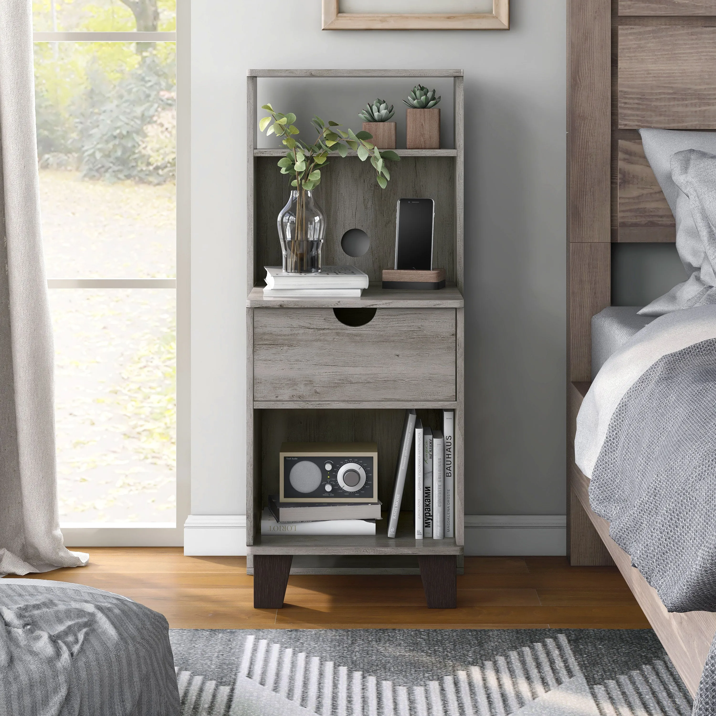 Scholls Transitional Vintage Gray 1-drawer Nightstand