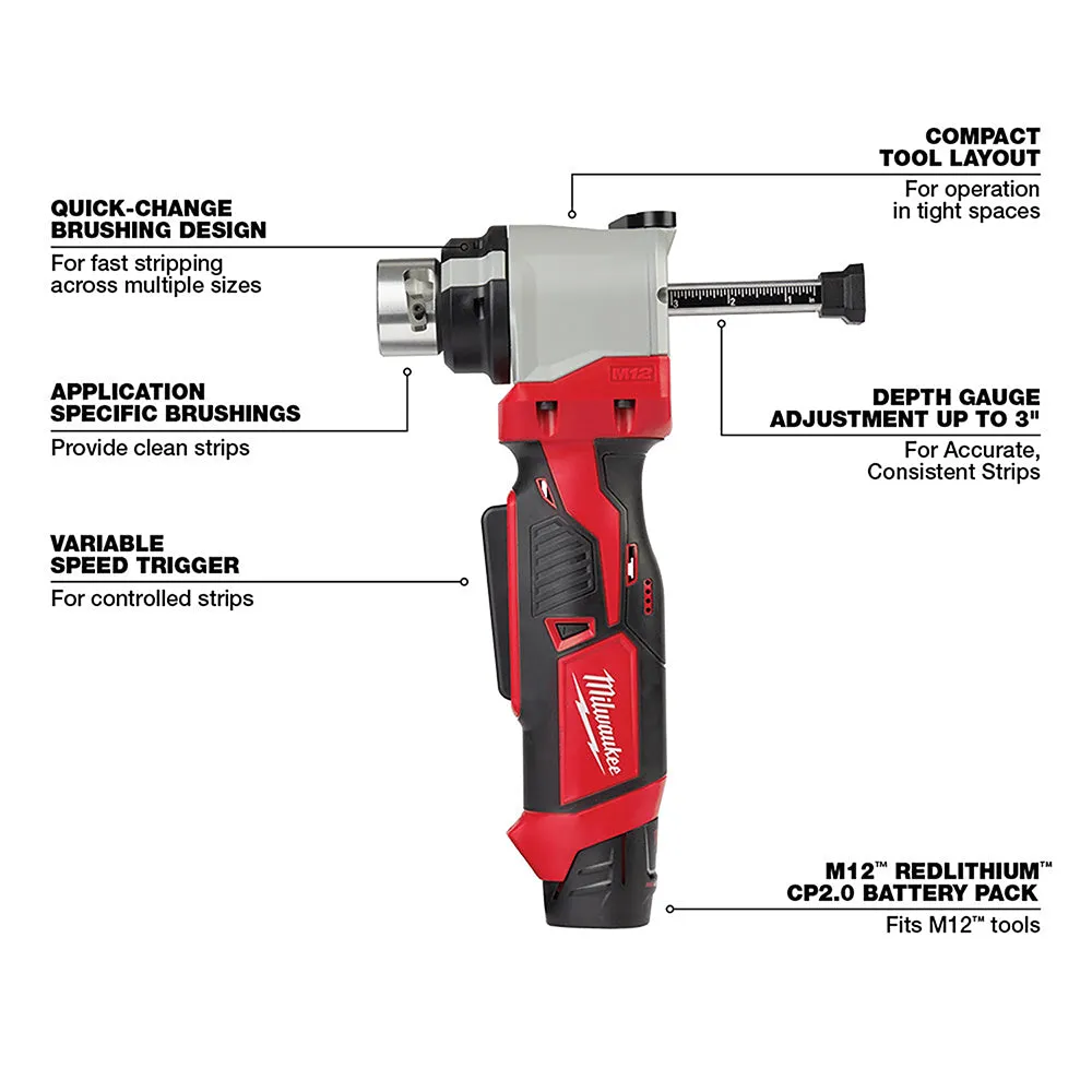 Tool Kit - Milwaukee M12™ Cable Stripper Kit with 17 Cu THHN / XHHW Bushings, 2435CU-21S