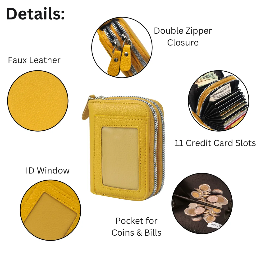 Yellow Faux Leather NGIL Zippered Wallet